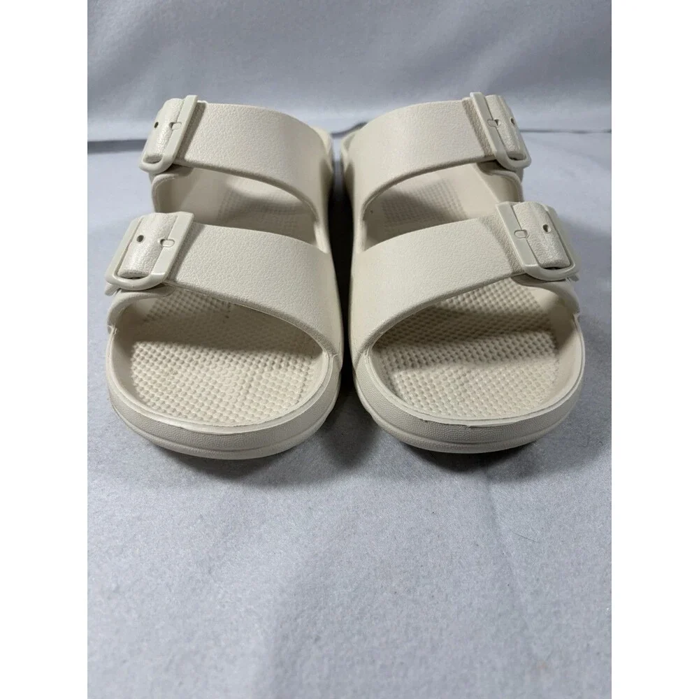 White Totes Women's Sol Bounce Slide Sandals with Buckle - Size 10